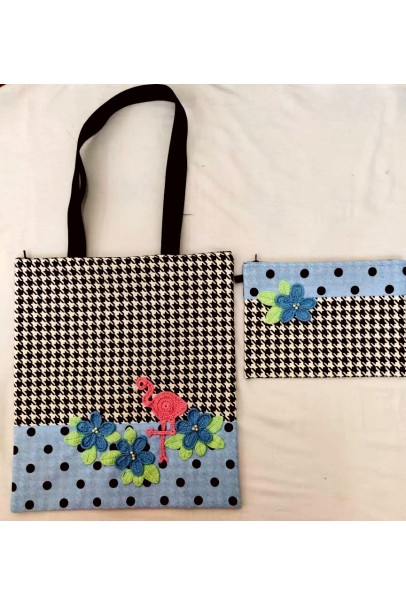 Happy Threads Women's Tote Bag With Pouch Combo (Blue)